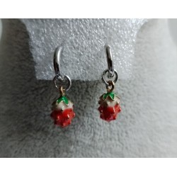 Кулон и серьги клубнички, металлические подвески с эмалью