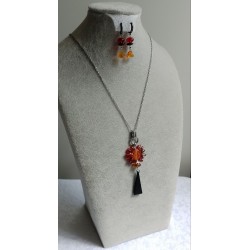 Серьги и подвеска, лэмпворк, чешское стекло, Сваровски