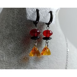 Серьги и подвеска, лэмпворк, чешское стекло, Сваровски