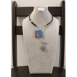 Колье, основа проволока с памятью, японский лэмпворк