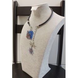 Колье, основа проволока с памятью, японский лэмпворк