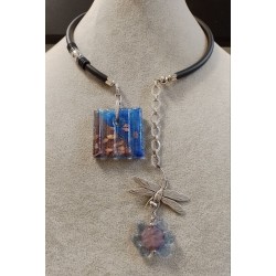 Колье, основа проволока с памятью, японский лэмпворк