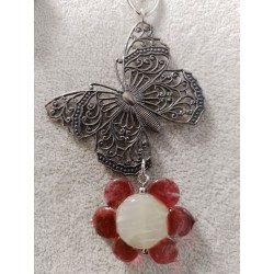 Колье, лэмпворк, японский лэмпворк, филигрань патинированная