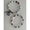 Сет браслетов на спандексе, размер 17, аквамарин, аметист, жемчуг майорка, барочный жемчуг, керамика, лэмпворк