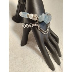 Колье аквамарин, жемчуг майорка