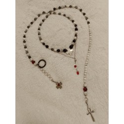 Браслеты на спандексе, размер 16,5 - 17,5 магнезит, турмалин в кварце, чёрный агат, чешские стеклянные бусины