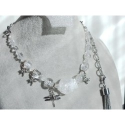 Колье, горный хрусталь, кристаллы Сваровски