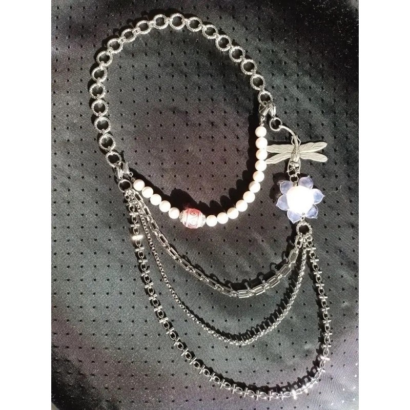 Колье - трансформер , жемчуг майорка, японский лэмпворк и канадский лэмпворк