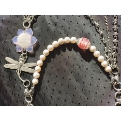 Колье - трансформер , жемчуг майорка, японский лэмпворк и канадский лэмпворк