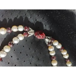 Колье - галстук, гранат, жемчуг