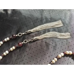 Колье - галстук, гранат, жемчуг