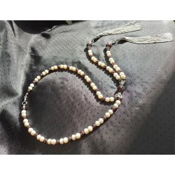 Колье - галстук, гранат, жемчуг