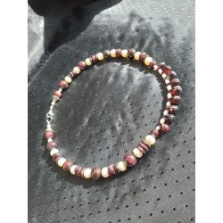 Колье (бусы по шее), гранат, жемчуг