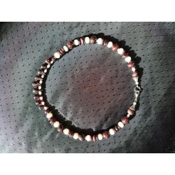 Колье (бусы по шее), гранат, жемчуг