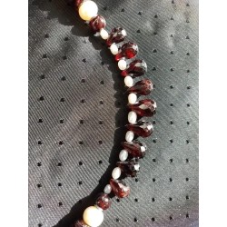 Колье (бусы по шее), гранат, жемчуг