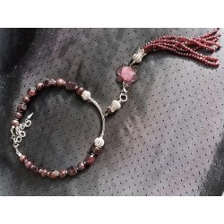 Колье чокер с двумя съемными подвесками, гранат, японский лэмпворк, настоящая орхидея в эпоксидной смоле