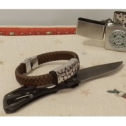 Мужской кожаный браслет, размер 19,5 - 20