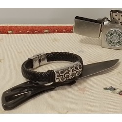 Мужской кожаный браслет, размер 18,5 - 19