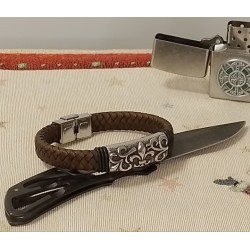Мужской кожаный браслет, размер 19 - 19,5