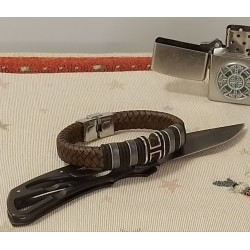 Мужской кожаный браслет, размер 18 - 18,5