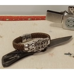 Мужской кожаный браслет, размер 18 - 18,5
